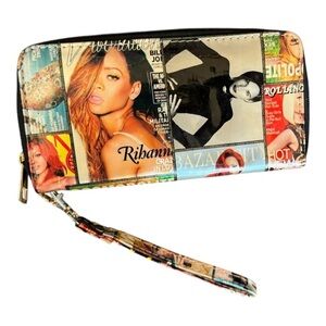 Y2K VTG Magazine Print Hip Hop pop‎ artist collage wallet/Wristlet faux leather
